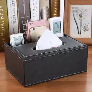 가죽 티슈케이스 리모컨 정리함 4단 수납 박스모던 다용도 거실인테리어 블랙 브라운 용품 정돈 클리어 소