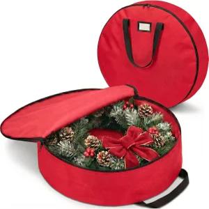 ZOVER 2팩 옥스포드 크리스마스 화환 보관 용기 30인치 인조 상자용 봉투 방수 원단 튼튼한 손잡이가 있는