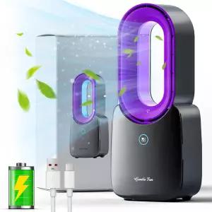 미스비 충전식 책상 선풍기 11.8인치의 5색 LED 라이트 블레이드리스 테이블 침실 집 사무실을 위한 작은