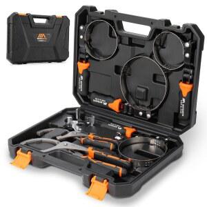 메이트오토 오일 필터 렌치 세트, 8피스 조절 가능한 2-3/4인치 ~ 5-1/4인치, 9인치 및 12인치 범용 제거 도구(1/2인치 3/8인치 어댑터 포함), 보관 케이스에 정리됨(8피스 세트)