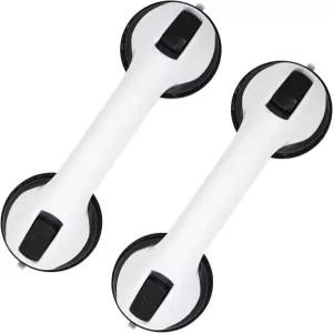 욕조 및 샤워용 2팩 그랩 바 12인치 샤워 핸들 흡입 의자용 안전 노인용 드릴링 제거 불가 욕실 바블랙