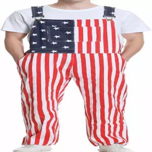 7월 4일 남성용 빈데폰 아메리칸 플래그 오버롤 패트리어티 점프슈트 레드 화이트 블루 스트라이프 커버롤