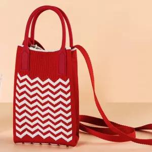물결 니트백 니트 핸드폰 보조 가방 레드 니트미니크로스백