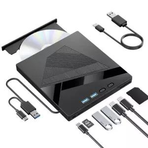 CD롬 플레이어 휴대용 CDDVD 드 USB 30 Type-C 외부 CD RW 버너 DVD 리더 노트북 PC 넷북용