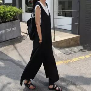 여성 베이직 데일리 무지 블랙 점프수트 fVW1+8kVN