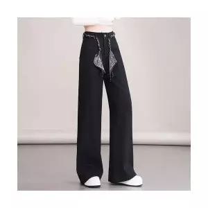 여자 청바지 배기핏 슬림핏 유행 블랙 와이드 가을 겨울 기모 도톰 하이웨스트 캐주얼 바지 MACHI4