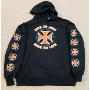 미국 빈티지 라입생로랑 투 라이드 2003 검은색 후드 스웨트셔츠 대형 크롬 하트 267452734131