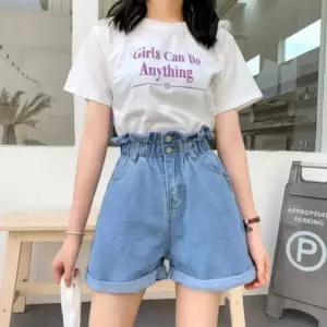 데일리여대생룩 여름패션바지 하이웨스트 데님 썸머데일리룩 여대생룩 데일리