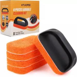 블랙스톤용 업그레이드된 6피스 그리들 청소 키트 플랫 탑 그릴 클리너 주방용 비 스크래치 패드 -