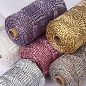3M 호환m 100미터  메탈릭 코어 원사 코드 DIY  & 용 반짝이는 금색 은색 실 로프 핸드백 마크라메용