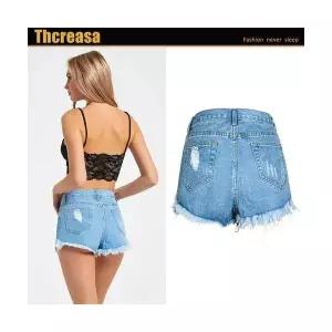 여자 청반바지 찢청 핫팬츠 데님 하이웨스트 원템4 스키니진