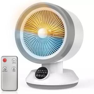 릴라이텍 2-in-1 히터 팬 콤보 실내용 60° 진동 휴대용 쿨링 데스크 침실 사무실용 1500W 공간 팁 오버