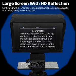 앰비트풀 T16 대형 스크린 텔레프롬프터 전문 인터뷰용 접이식 (스마트폰, DSLR 카메라, 라이브 비디오 녹