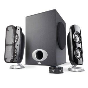 Cyber Acoustics CA-3810 2.1 멀티미디어 스피커 시스템, 서브우퍼 포함, 80와트 피크 파워, 강한 베이스, 음악, 영화 및 게임에 적합