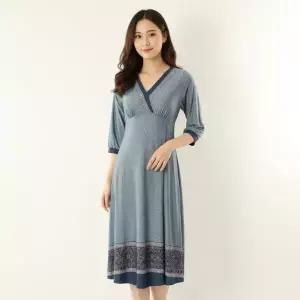 [롯데백화점]비너스 [이월행사] 원피스 브라캡내장 7부 소매 실내복 가운 잠옷 (VGN7182)