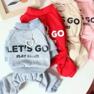 레츠고 강아지 패딩 올인원 하네스 겨울옷 기모안감 패딩 고양이 올인원 강아지 옷