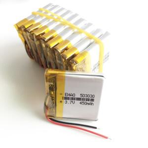10개 3.7V 450mAh 리튬 폴리머 LiPo 충전식 배터리 503030 Mp3 DVD 전자 책 블루투스 헤드셋 카메라