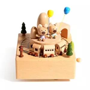 곰돌이 꼬마 기차 생일 케이크 철탑 승용차 오르골 B2072-O