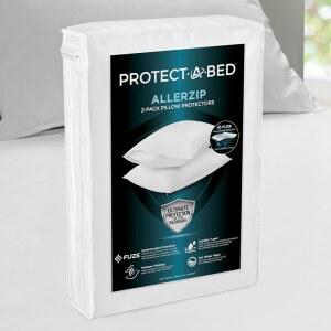 Protect-A-Bed AllerZip 표준 20인치 x 26인치 베개 보호기(2개 세트), 침대 벌레 및 먼지 진드기 방지, 무소음 냄새 방지 커버, 100% 방수, 세탁기 사용 가능