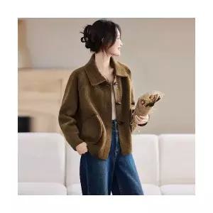 마킷5 여성코트 모직 따스한 카우버튼 숄카라 코트 가을 겨울 도톰 숏 재킷 JEN4