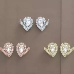 [하프클럽/]여성 데일리 클래식 물방울 큐빅 귀걸이 은침 스터드