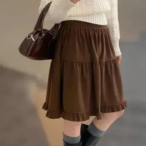 [하프클럽/]여성 코듀로이 프릴 플레어 겨울 스커트 빅사이즈 캉캉