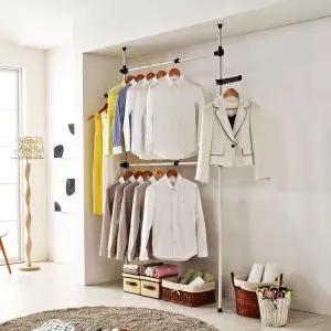 고정식 2단 행거/2단행거/왕자행거/무타공행거/드레스룸/자취방/옷정리대/옷걸이대/