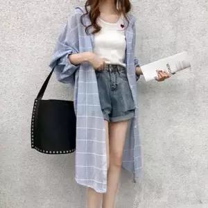 톤다운 컬러 후드 롱 체크셔츠 가디건 남방 데일리룩 WEE92B1