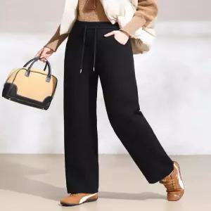 여자바지 슬랙스 허리 밴딩 롱 캐주얼 패딩 슬림 와이드 바지 겨울 일자 오리털 원템4