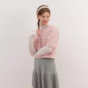 [26 신상] 레이스 시스루 하이넥 티셔츠 (TMIAB2805)