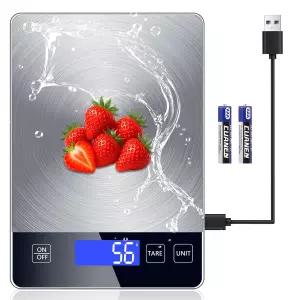 식품 저울 33파운드 디지털 주방 무게 그램 및 조리용 오븐 정밀 눈금 1g/0.1온스 스테인리스 스틸 강화