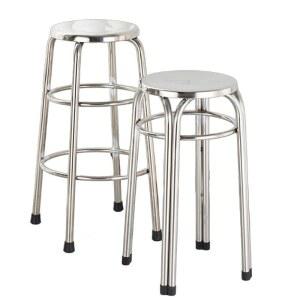 스텐 의자 식탁의자 인조가죽 47CM 주방의자 높이 스탠딩 스틸 바의자 헤어라인