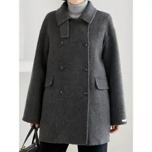 김여사 빅사이즈 핸드메이드 울 하프코트 하이넥 클래식아우터 5CT512415