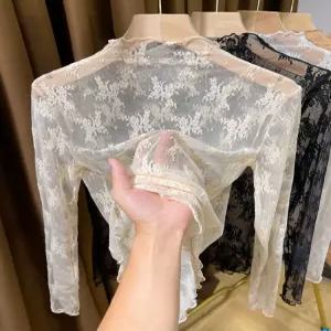 시스루 이너티 망사 얇은목폴라 레이스 봄