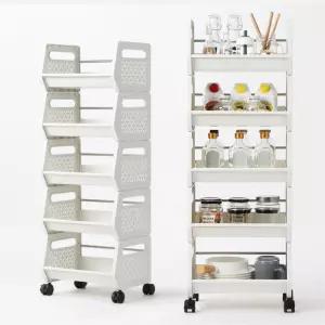 주방 거실 이동식 바퀴달린 5단 정리선반 다용도실 업소용 오픈트롤리