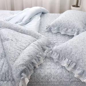 봄이불패드세트 우아한 이중프릴 봄침구이불패드세트  KK 블루  프릴침구