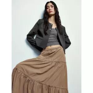 에잇세컨즈 금속 버튼 라운드넥 숏 재킷 - 그레이 1023730