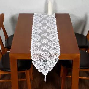 레이스 식탁 테이블 러너 (33X183cm) (화이트)/야외/받침대/러그/고급/장식/상판/깔개/커버/칼라/매트/패드