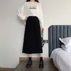 [하프클럽/알티피아]여성 2컬러 절개라인 하이웨스트 A라인 밴딩 롱스커트