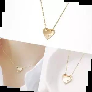 다이아목걸이 Gold 천연 다이아몬드 하트 골드 체인 목걸이 14K