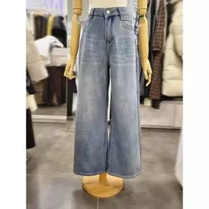 세이브존01 기모 연청 워싱 스판 와이드 데님 팬츠 615690