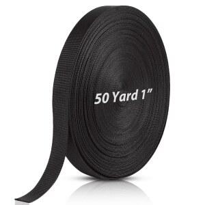 1인치 검은색 폴 로필렌 웨빙, 반려견 목줄, 안전벨트, 배낭 손잡이, 구조 로프, 야외 장비용 50야드 헤비 듀티 클라이밍 스트랩