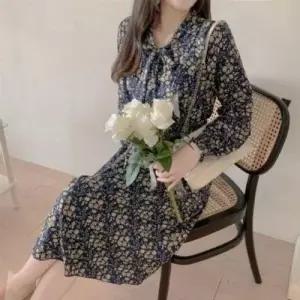 러플 롱라인 원피스 쉬폰원피스 롱원피스 롱 여 WFLMST8