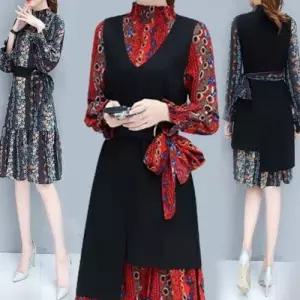 쉬폰원피스 원피스 긴팔원피스 조끼원피스 원피스 WFLMSZ4