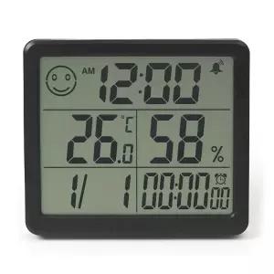 스마트 디지털 시계 온습도 알람 날짜 스톱워치 블랙