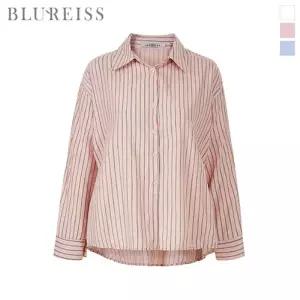 [블루레이스] 모던 줄지 셔츠 카라 블라우스_B6S1BL5051