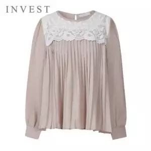 [인베스트] 페미닌 레이스 플리츠 블라우스_IN6S1BL5001