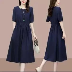 치마 린넨 조임 허리끈 원피스 롱 라운드원피스 WFLMTMR