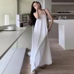 캐주얼원피스 캐주얼 A라인 롱원피스 반팔 뒷트 WFLMTYZ