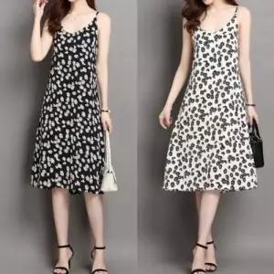 원피스 끈나시 민소매원피스 롱원피스 플라워 무 WFLMUNM